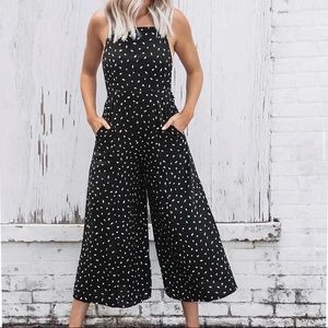 Black and white wide leg jumper. Size large.